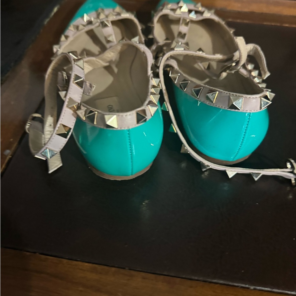 Valentino Rockstud Seafoam Blue Flats -36.5 - Picture 15 of 16